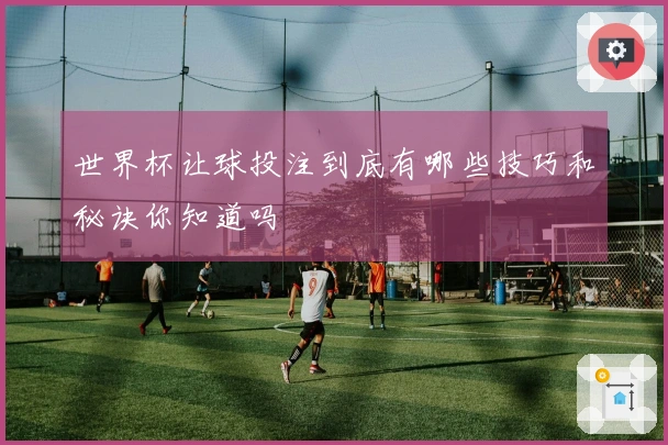 世界杯让球投注到底有哪些技巧和秘诀你知道吗
